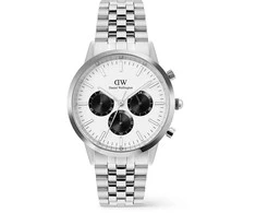 Daniel Wellington „Iconic 42 Chronograph Arch 5-Link“ balkšvos spalvos pandos sidabro spalvos DW00100872 laikrodis