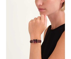 Laikrodis Rosefield „Boxy XS Burgundy Sunray“ tamsiai ruda oda rožinis auksinis QBBLR-Q56