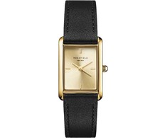 Laikrodis Rosefield Heirloom modernus šampano ciferblatas auksinis juodas odinis HCBLG-H07