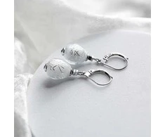 Lampglas Snow Nude dangle earrings with sterling sidabrinis ENM6/AG/RHO