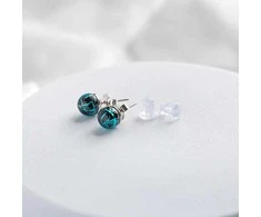 Lampglas Earrings Cobalt Nude with sterling sidabrinis ENM3/AG/RHO-PU