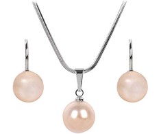 Levien Žavus Pearl Peach karolių ir auskarų rinkinys