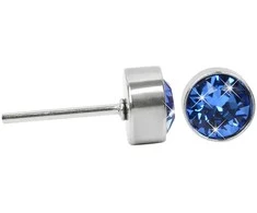Levien Gražūs plieniniai auskarai Chaton Sapphire