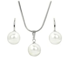 Levien Elegantiškas Pearl Baltas karolių ir auskarų rinkinys