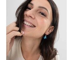 Levien Sparkling earrings with mėlynas crystals Princess