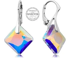 Levien Sparkling earrings with rainbow crystals Princess