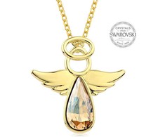 Levien Gold-plated pakabukas with shimmering crystal Angel Rafael