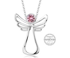 Levien Guardian Angel Rožinė Crystal Necklace
