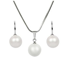 „Levien Pearl Pearlescent Baltas SET-041“ vėrinio ir auskarų rinkinys