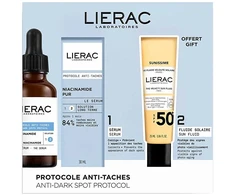 Rinkinys „Lierac“: „Protocole“ serumas veidui nuo tamsių dėmių, 30 ml + „Sunissime The Sun“ aksominis fluidas veidui SPF50+, 25 ml