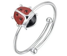 Luca Barra Adjustable steel ring for girls Ladybug JA101