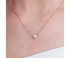 Luca Barra Charming auksinis-plated pakabukas with a clear heart CK2095