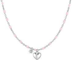 Luca Barra Matching steel pakabukas with pink beads Heart CK2177