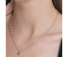 Luca Barra Matching steel pakabukas with pink beads Heart CK2177