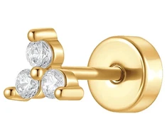 Luca Barra Minimalist auksinis-plated labret with zircons PR116