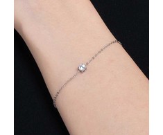 Luca Barra Minimalist steel bracelet with clear crystal BK2805
