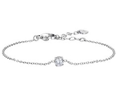 Luca Barra Minimalist steel bracelet with clear crystal BK2805