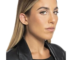 Luca Barra Single auksinis-plated labret with clear zircons PR114