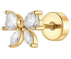 Luca Barra Single auksinis-plated labret Bow with zircons PR137