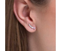 Luca Barra Single long earring with pink heart OK1450