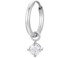 Luca Barra Single steel earring 2in1 with clear zircon OK1488