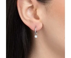 Luca Barra Single steel earring 2in1 with clear zircon OK1488