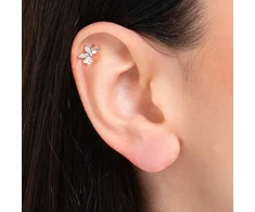 Luca Barra Single steel labret Bow with zircons PR122