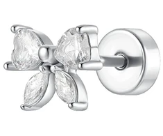 Luca Barra Single steel labret Bow with zircons PR122