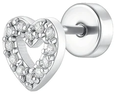 Luca Barra Single steel labret Heart with zircons PR109