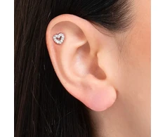 Luca Barra Single steel labret Heart with zircons PR109