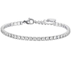 Luca Barra Tennis steel bracelet with clear crystals BK2361