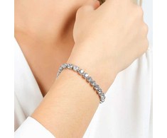Luca Barra Tennis steel bracelet with clear crystals BK2361