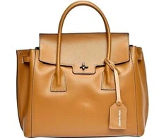 Luisa Vannini Women's leather handbag LV 479 Cognac