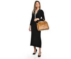 Luisa Vannini Women's leather handbag LV 479 Cognac