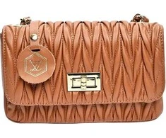 Luisa Vannini Women's leather crossbody handbag LV 2214 Cognac