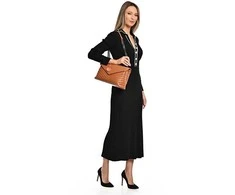 Luisa Vannini Women's leather handbag LV 2183 Cognac