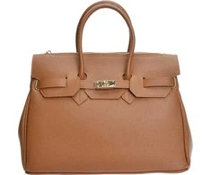 Luisa Vannini Women's leather handbag LV WH SBV 39 Cognac