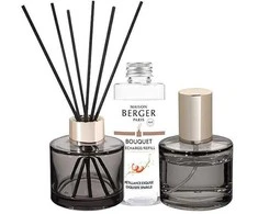 Maison Berger Paris Dovanų rinkinys aromaterapiniam difuzoriui Rosalie pilka + papildymas ir namų purškiklis Intensyvūs blizgučiai
