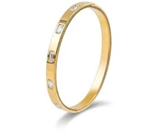 Marc Malone Elegant solid bracelet with clear crystals Doré MCB250400G
