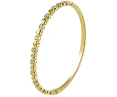 Marc Malone Elegant solid bracelet with clear crystals Nyra Gold MCB260845G