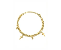 Marc Malone Gold-plated double bracelet Leaf Gold MCB260614G