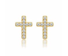 Marc Malone Gold-plated earrings with crystals Cross MCE260598G