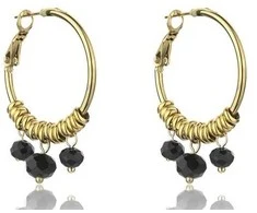 Marc Malone Auksuoti auskarai su žiedais Zoey Juodas Earrings MCE23010G