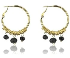 Marc Malone Auksuoti auskarai su žiedais Zoey Juodas Earrings MCE23010G
