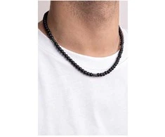 Marc Malone Juodas beaded pakabukas for men MCGN5078