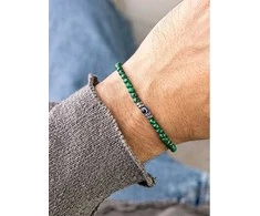 Marc Malone Men's beaded bracelet with malachite MCGB5092