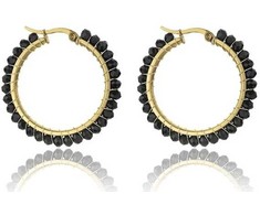 Marc Malone Stylish auksinis-plated circles Elena Juodas Earrings MCE23028G