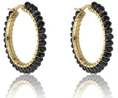 Marc Malone Stylish auksinis-plated circles Elena Juodas Earrings MCE23028G
