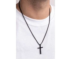 Marc Malone Timeless juodas steel pakabukas Cross MCGN5048B