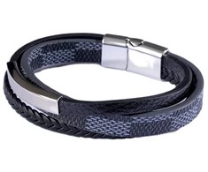 Marc Malone Triple leather bracelet for men MCGB5038S